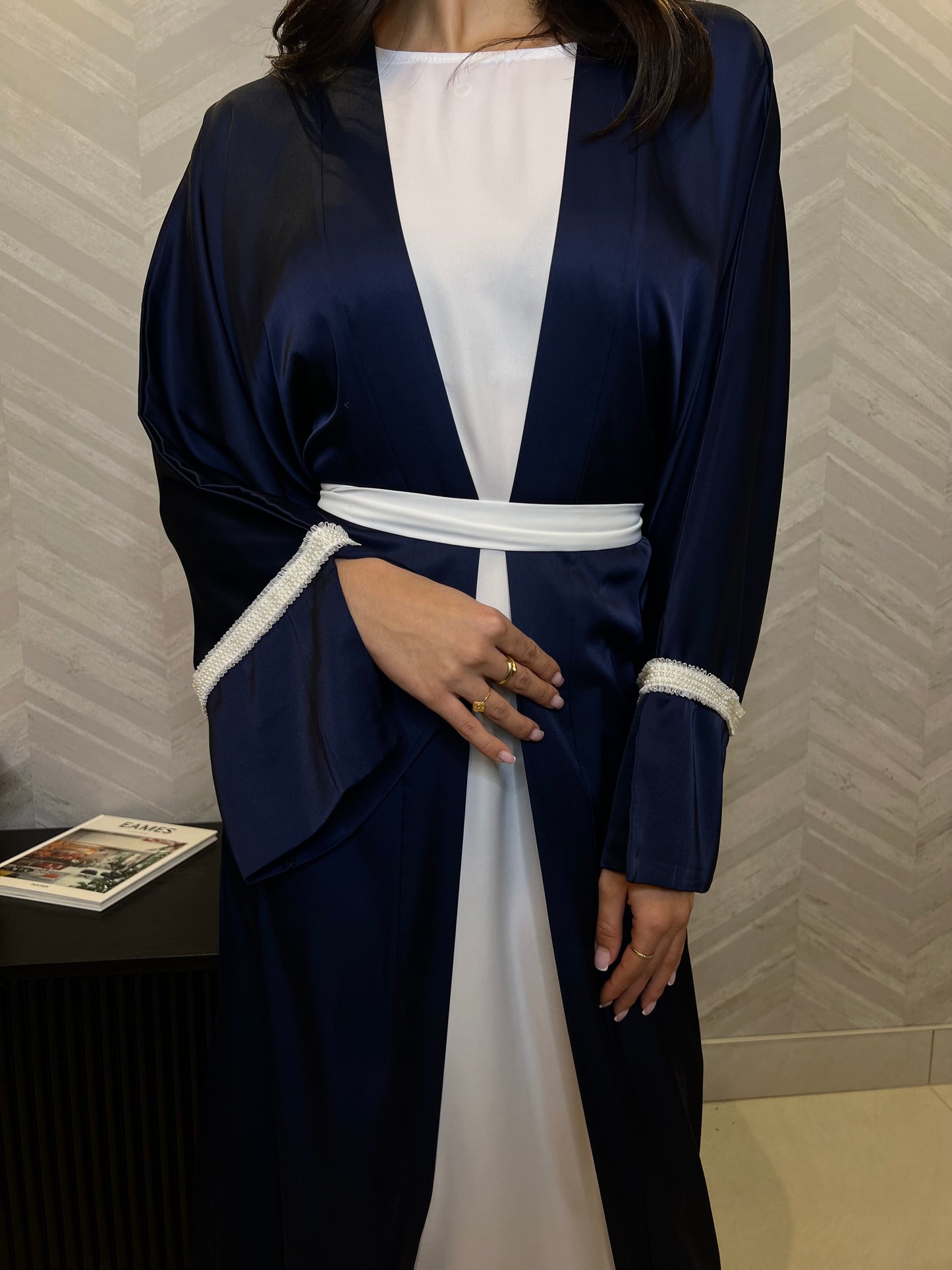 Blue Satin Kimono Set