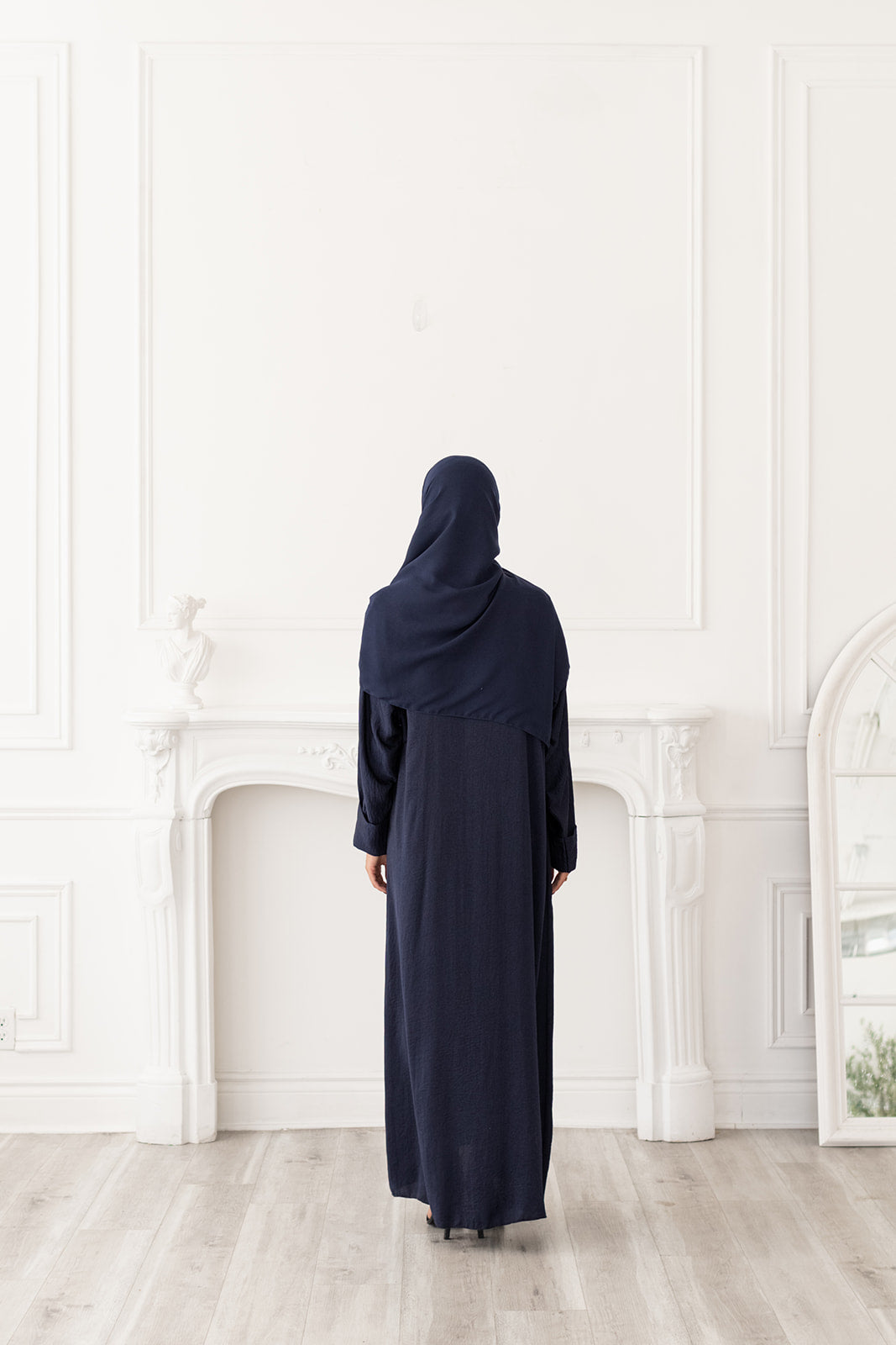 Blue Textured Silk Abaya