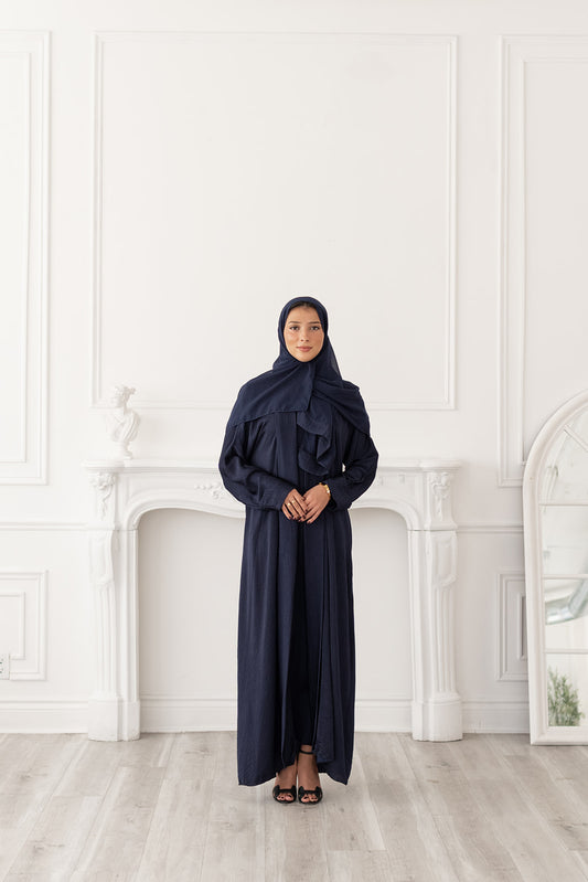 Blue Textured Silk Abaya