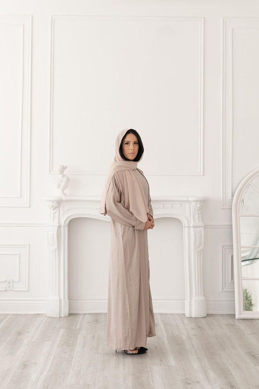 Beige Textured Abaya